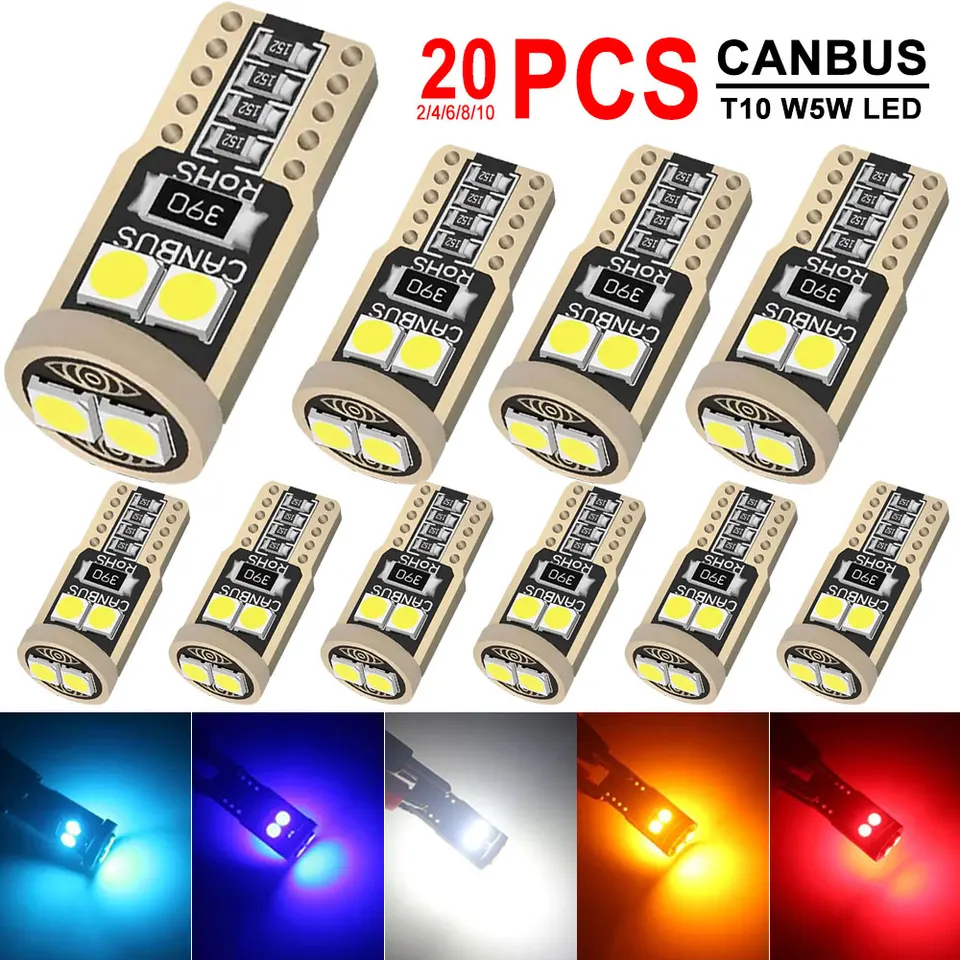 4/4/6/8/10/20 PCS T10 W5W LED žiarovky Canbus Car Interiér Dome DOWER GLOVE ZAMESTNENIE KAMITA ŠPECIÁLNA SVETLI SVETLI 12V 3030-6MSD 6500K Biela