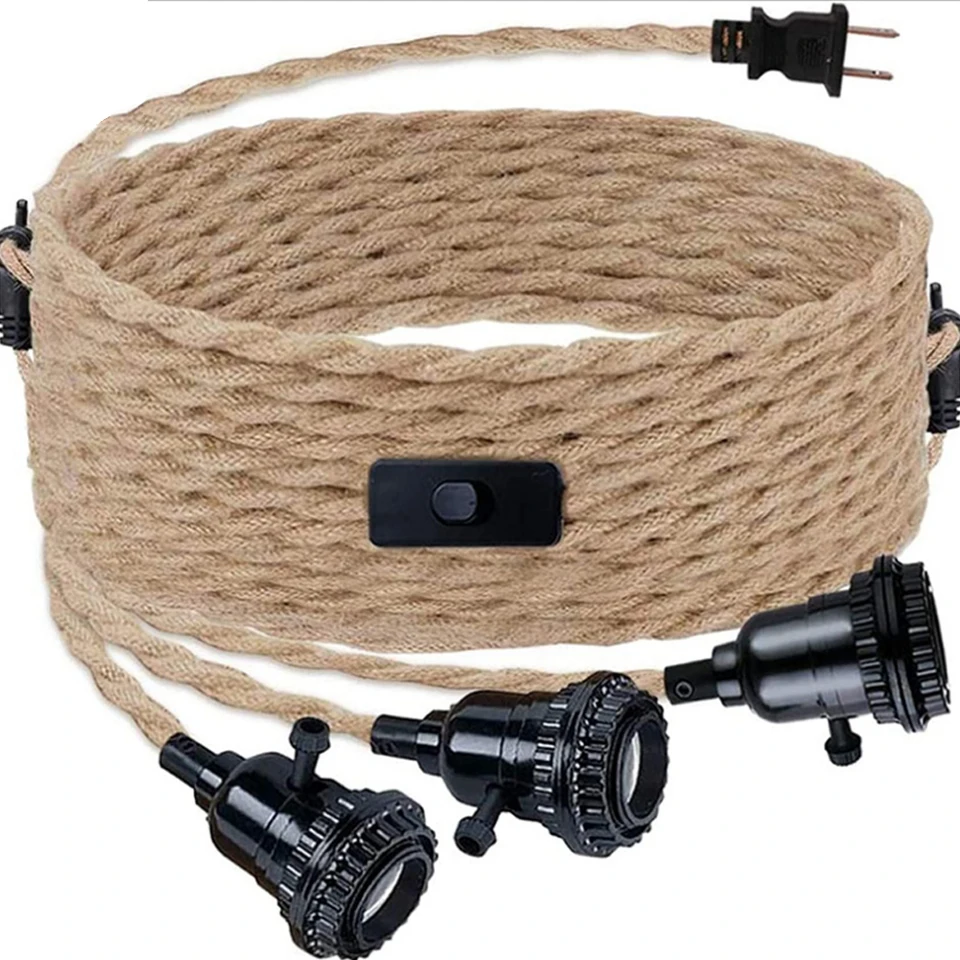 4,5 m/6,8 m E27 LAMP Základný kábel EU/US OHOLNÉ LOOP ELEKTRICKÝ DREHICKÝ VINTAGE VINTAGE ONP/OFF KABNÁL PRE PREJECTNÉ SVETLO