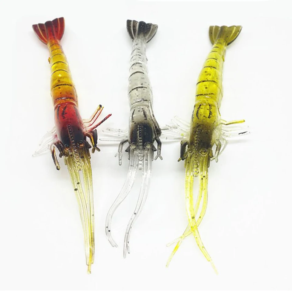 4/5ks krevety Silikón Silikón Umelá návnada Silikónová kreveta Lure Bass Bass Worm Soft