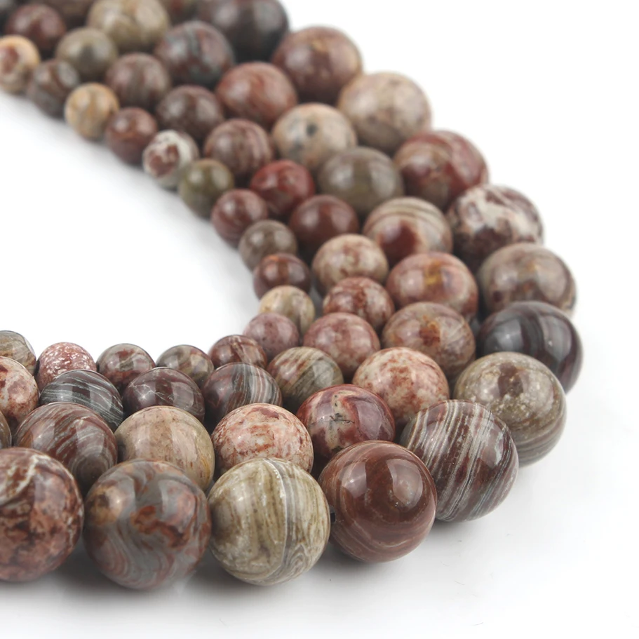 4/6/8/10/12 mm prírodné kamene hnedá línia Jaspers Loose Round Fiads pre šperky výroby DIY náramky 15 '' Strand
