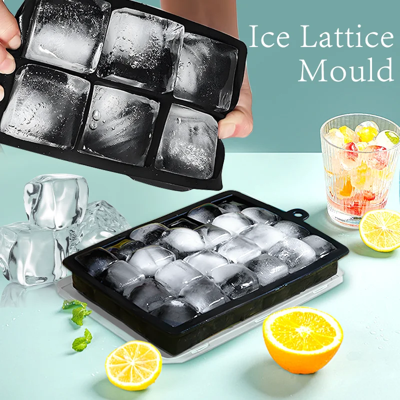 4/6/8/15 mriežka Veľká ľadová pleseň s vekom netoxický odolný silikónový ľadový kocka Big Square Tray Fold DIY ICE Maker Ice Cube Tray