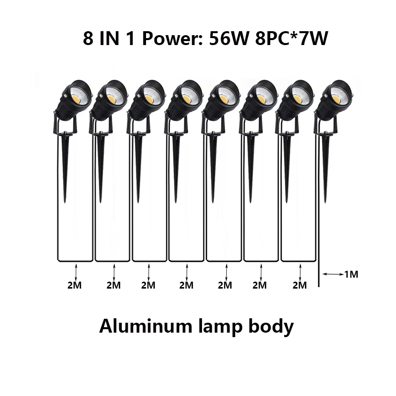 4-6-8 in 1 Outdoor LED záhradné svetlá Waterprof Lawn Lamp 28W42W56W Krajinná hrebeňová žiarovka 24v110v220v hliníková lampa
