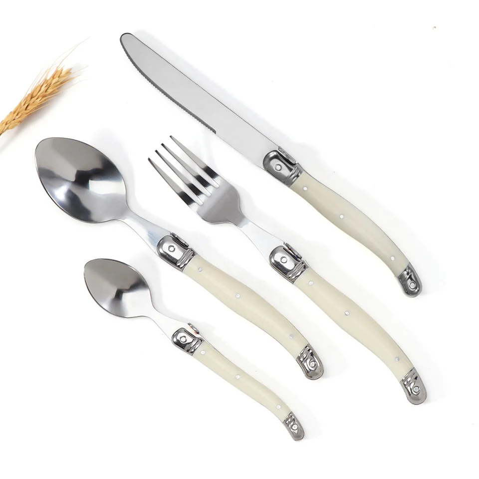 4/6/8ks z nehrdzavejúcej ocele Laguiole Cutlery Set Steak Nôž Fork Secon Set White Ruck Rucker Bar kuchynský riad