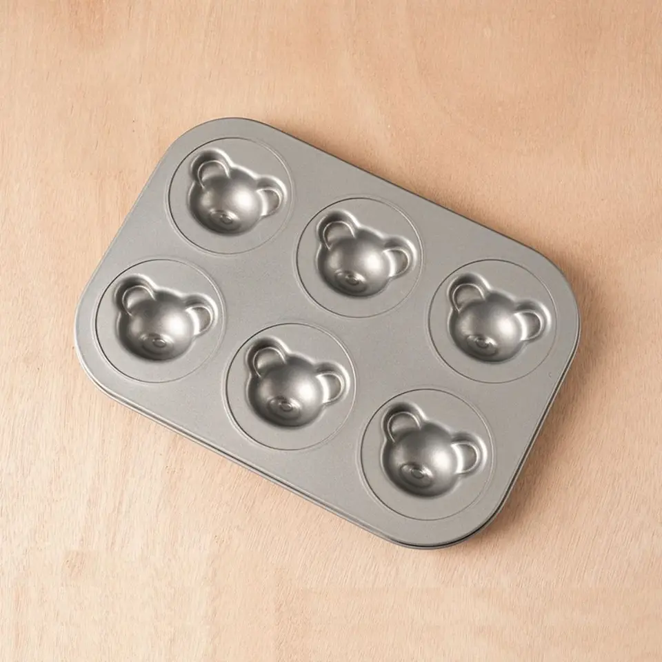 4/6/9 dutiny Bear Madeleine Cake Pank Pan Carbon Ocel Nepripené muffinové koláče forma ľahko sa demoulduje pekáreň na chlieb