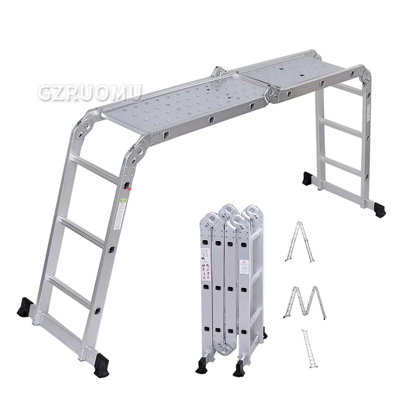 4,7 m skladacia pracovná platforma 150 kg zaťažovacia kapacita hliníkovej skriptu stolica Ladder lavičky s nekĺzavým nohám na umývanie vozidiel