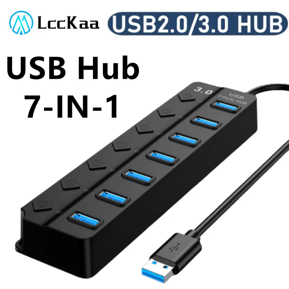 4/7 Port Multi USB Splitter Hub USB Hub 2.0 USB Viacnásobný expandér USB 3.0 s dokovacími stanicami káblového náboja napájacieho adaptéra