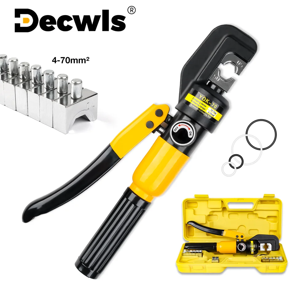 4-70 mm² Hydraulický kriminačný nástroj 10T Tlakový hydraulický kliešte pre káblové káblové kábly, bezdrôtové kliešte na rami pre dom