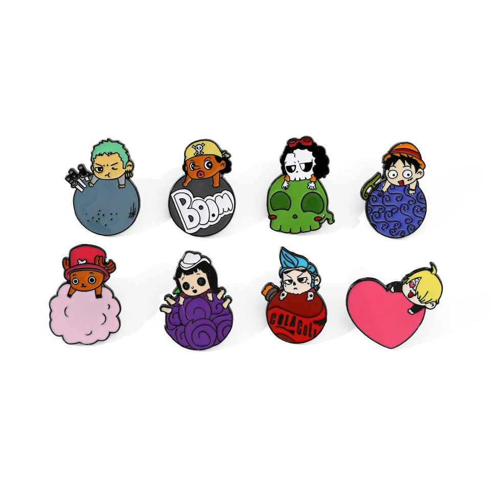 4/8 ks japonský manga roztomilý karikatúra kreatívny charakter kovový odznak s kráľom pirátov brošňa Luffy Usope Pin Dekorácie