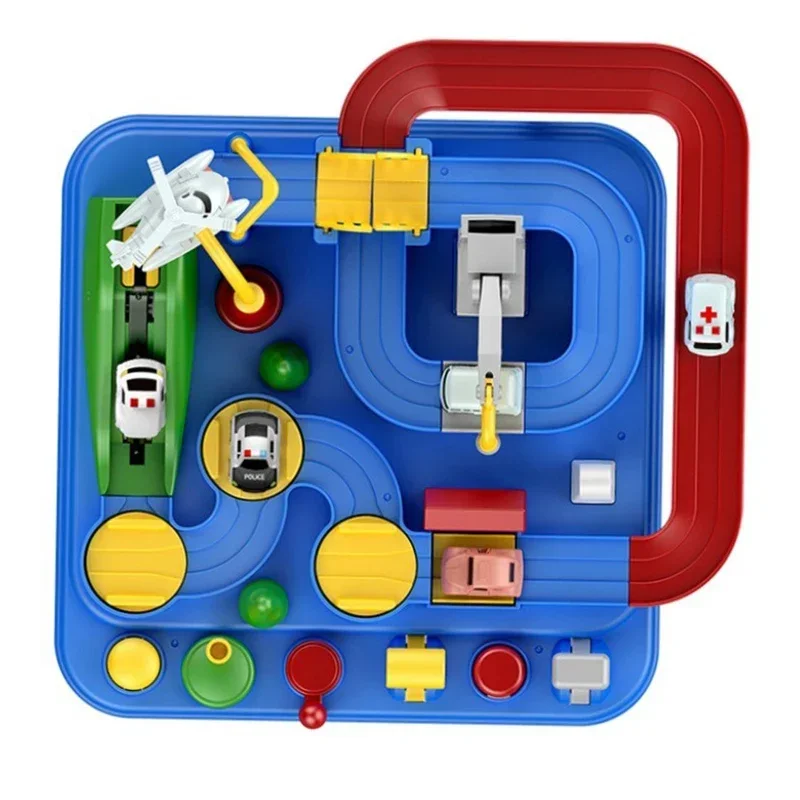 4 autá Racing Rail Car Model Vzdelávacie hračky na záchranu automobilu Adventure Game Mechanical Interactive Train Track Sets Toy