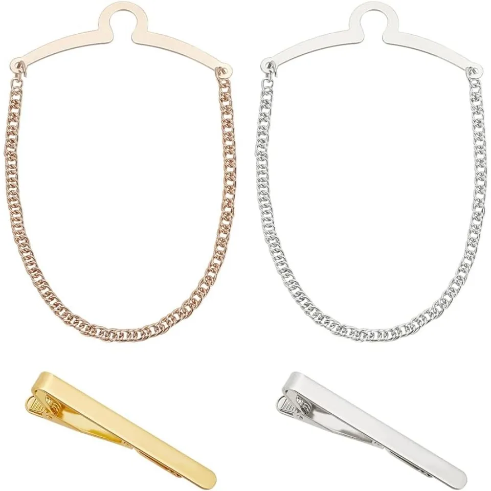 4 balenie mužov pre kravatu Classic Platinum & Golden Clips Link Retial Set Men's Noble Kravak