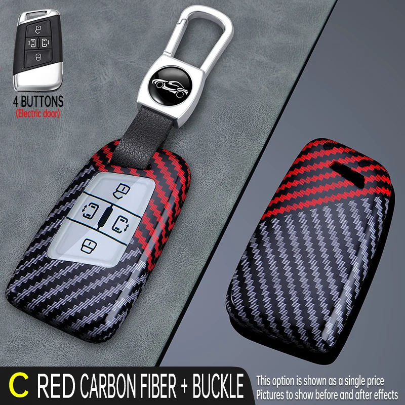 4 Bottons Carbon Fiber Cover Cover Fob Case Shell pre Volkswagen pre VW Tiguan Mk2 Magotan Passat B8 CC pre SKoda Superb A7 17