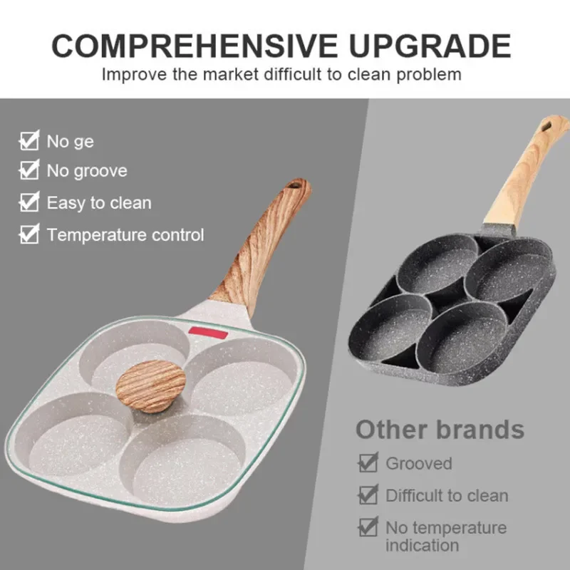 4 -dierka Omeletovou panvicou Fring hrniec s vekom zahusteným steakom varením panvice chlieb Raňajky výrobca Indukcia Univerzálna nonstick vaječná palacinka