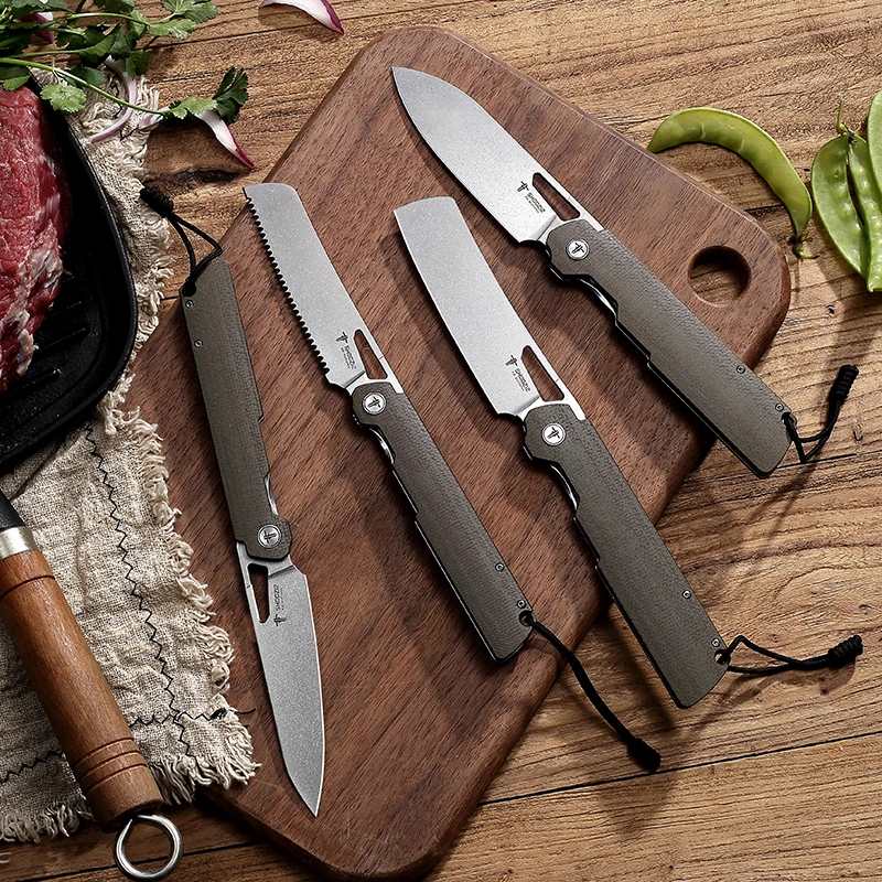 4-diery vreckové skladacie nože ľanová rukoväť D2 Čepeľ taktické vojenské prežitie vonkajšie kempingové poľovné nôž Multi-Tool EDC