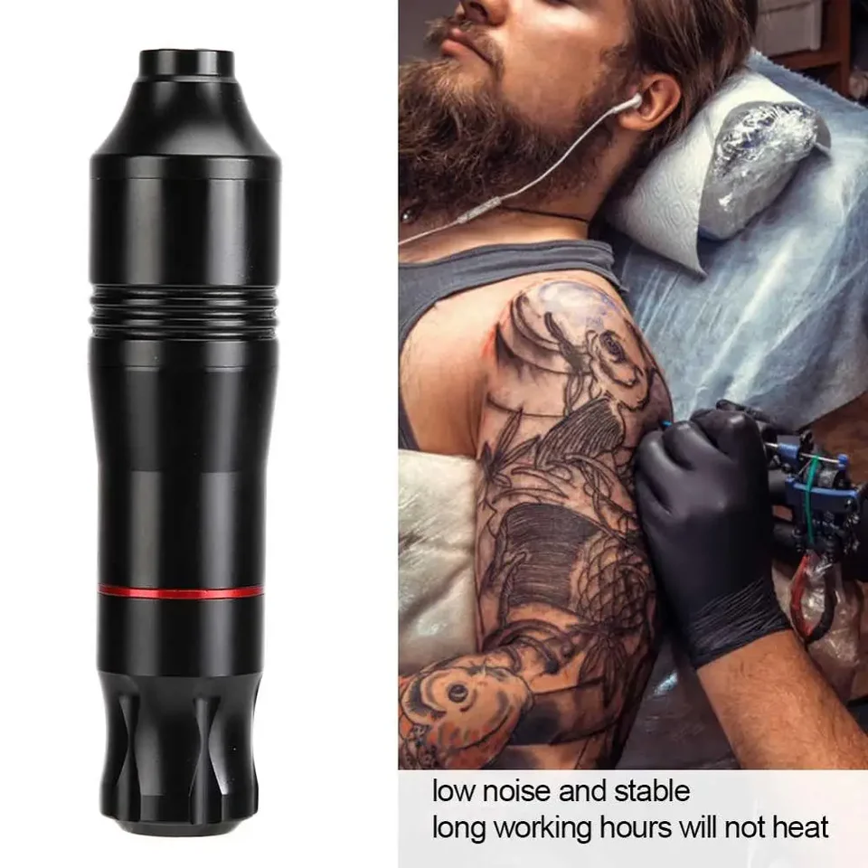 4 farby Rotačné tetovacie strojové pero Silný motor tichý Motor Trvalé make -up obočie pery hybridné tetovanie pištoľ DC kábla rozhrania