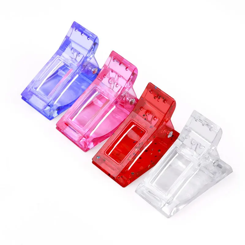4 farebná kryštálová profesionálna klip na nechty pre predlžovanie nechtov rýchla budova Tipy nechtov Crystal Lepid Clip UV Clamps na nechty