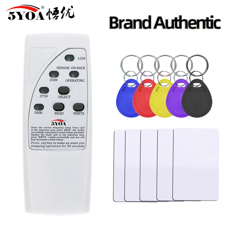 4 Frekvenčná RFID Card Reader Writer 125KHz Copier Duplicator ID značky programátor Light Indikátor EM4305 T5577 Kľúčová karta Keyfob