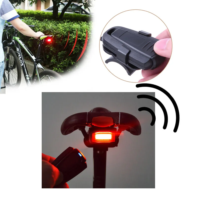 4 In 1 Proti krádež bicykla Bezpečnosť bezdrôtového diaľkového ovládania Diaľkové ovládanie Oblečenie Taillights Lock Warner Waterplofter Bicycle Light Adsessory