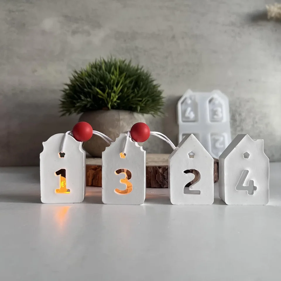 4-jamkový mini dom 1234 dekorácia DIY Silikónová forma Malý digitálny dom difúzor kameň prívesok advent