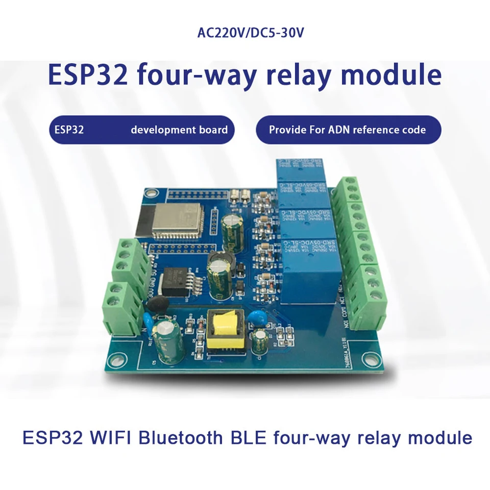 4 kanál ESP32 WiFi Bluetooth kompatibilný modul BLE Relé modul AC90-250V/DC5-30V Vývojová doska ESP32-WROM