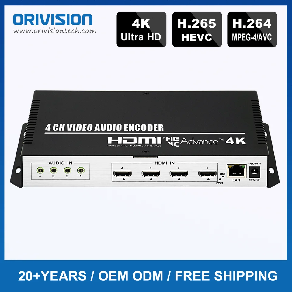 4 kanály H.265 H.264 SRT HDMI VIDEO VIDEODER 1080P HDMI na IP 4K Live Streaming Encoder