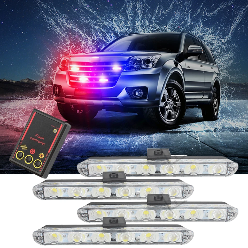 4 ks 6 LED diódy FSO LED BLASKER AMBULANCIE Blikajúce policajné svetlo 12V
