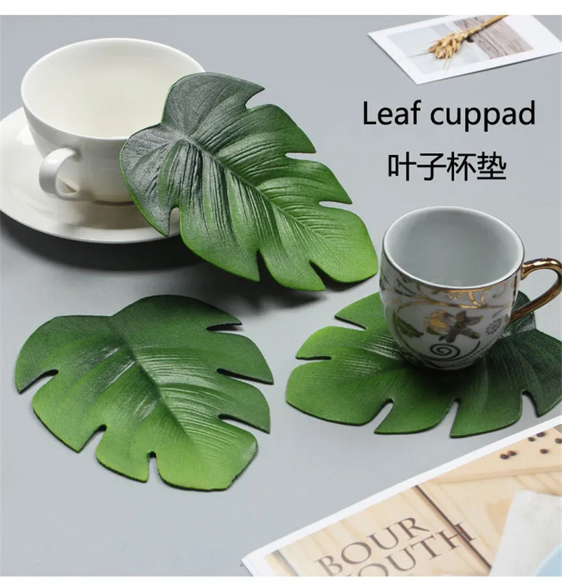4 ks Eva Placemat Coater Simulation Simulation Turtle Leaf Party Dekorácie horúca zelená rastlinná miska Cup podložka