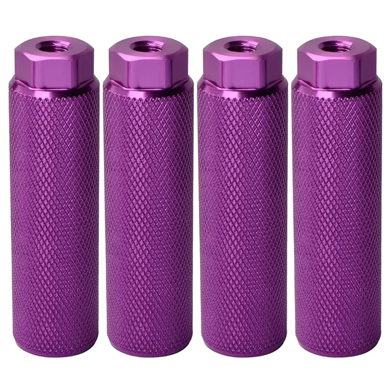 4 ks kolíky na bicykli, hliníková zliatina proti streľbe na bicykle pedály BMX PEGS pre 3/8 palcové nápravy bicyklov, fialové, fialové
