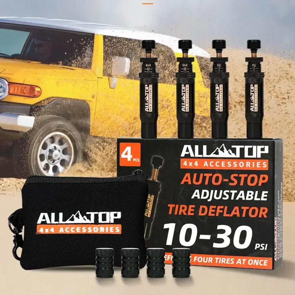 4 ks nastaviteľné automatické zastavenie ventilového ventilu pneumatiky (10-30 psi) 4x4 skrutkovacia pneumatika Down Tools pre vozidlá v teréne