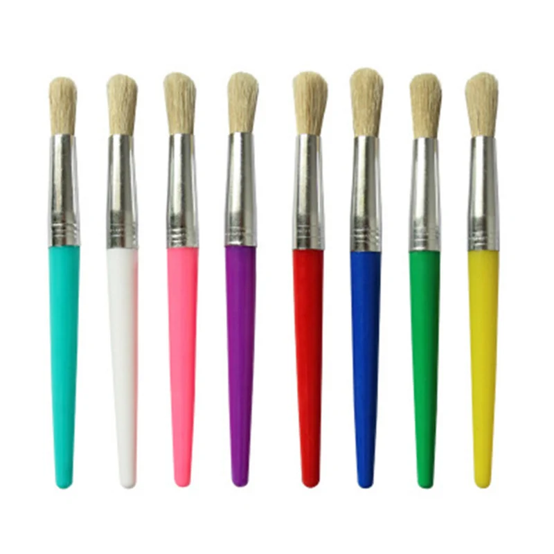 4 ks/set Hard Bristle Paintbrush Detské farebné plastové držiak maľba kefy pre olej akrylové graffiti DIY Art Supplies