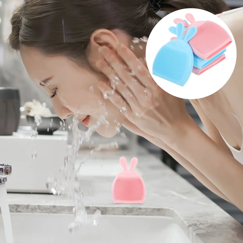 4 ks Silikónové čistenie kefy Čistenie tváre kovový kovový silikagél Massager pračk