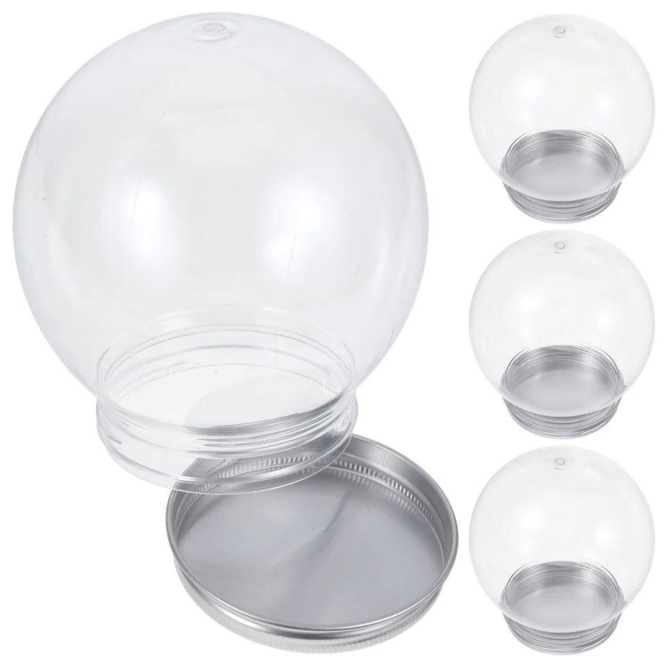 4 ks Snow Globe Accessories Kit vianočné DIY Vodné guľôčky dekorácie okrúhle remeslá plastová kryštálová guľa dieťa