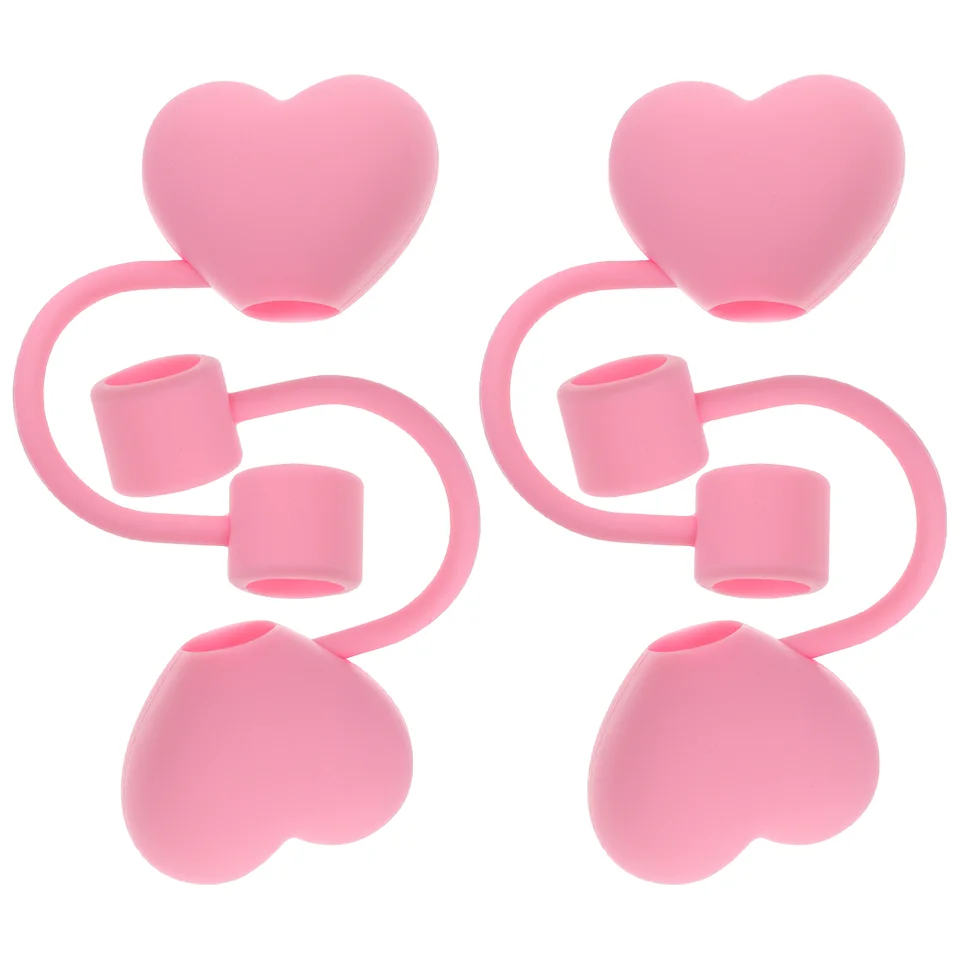 4 ks srdcové zátky v tvare slamy Pot Small Tip Covers Straight Valentín Deň PVC Toppers Cestovné tipy
