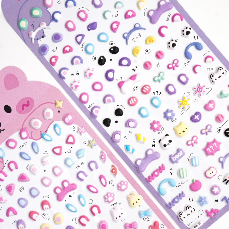 4 ks/veľa kawaii mini uší 3D nafúknuté nálepky dekorácia zo scrapbooking DIY Journal roztomilý kancelársky potrebný denník