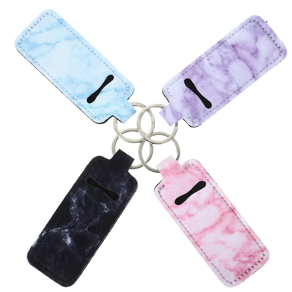 4 ks štvorcové držiak na rúž držiak na kľúče kľúča kľúča Keyring stánok Lip Strata Polyester Ruckve Žena