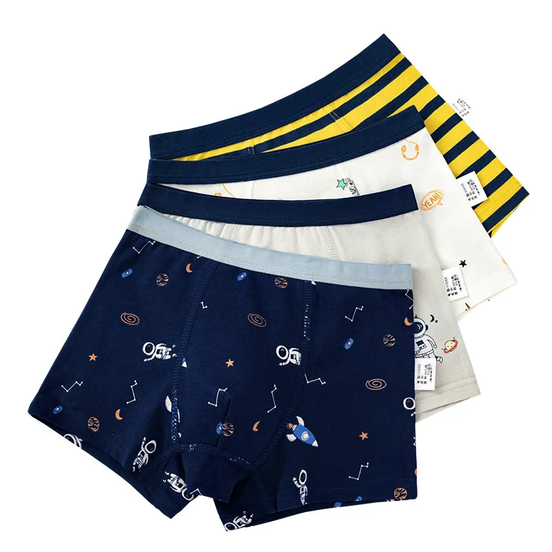 4 -kus/balenie Teen Underwear Cotton Deti Deti priedušný boxer kraťasy Cartoon Elephant Tlač spodných panelov pre batoľatá chlapci 4 8 ​​12 14y