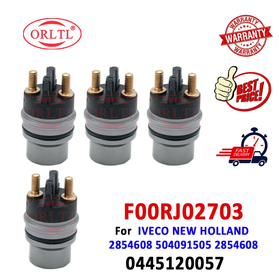 4 kusy Orltl F00RJ02703 Injektor paliva Solenoid Solenoid F 00R J02 703 Dieselový ventil pre nový Holland 2854608 0445120057 0986435552