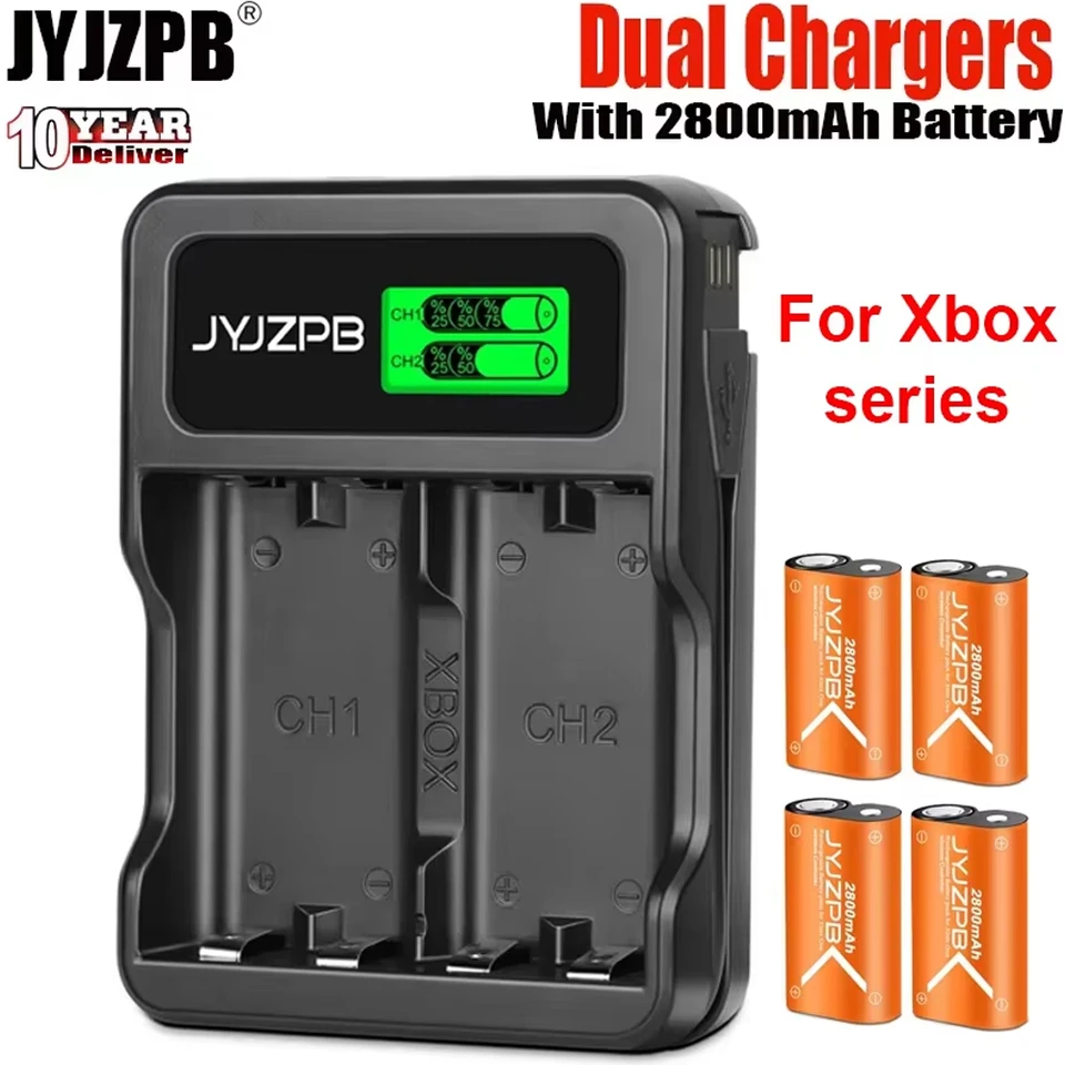 4 Pack Nabíjateľné batérie pre sériu Xbox, duálna nabíjačka s 2,8AH*4 Xbox One/Xbox Serlities X/Xbox Series S, Xbox Accessories