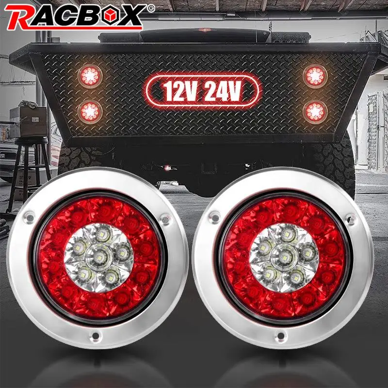 4 palce 12 V 24 V okrúhle LED chvost Svetlo Zadné svetlo zastávka brzdová lampa Turn Signal Lamp pre vozík Tractor Tractor Conly Pickup Bus