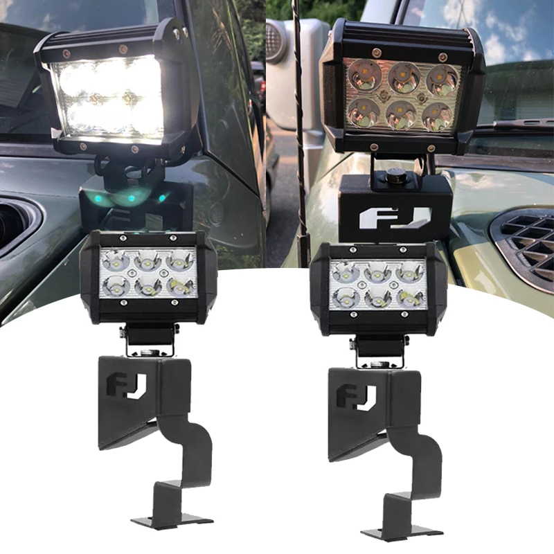 4-palcové LED LED predné krytiny Svetlo s montážnymi držiakmi na čelné sklo A pre Toyota FJ Cruiser 2007-2016