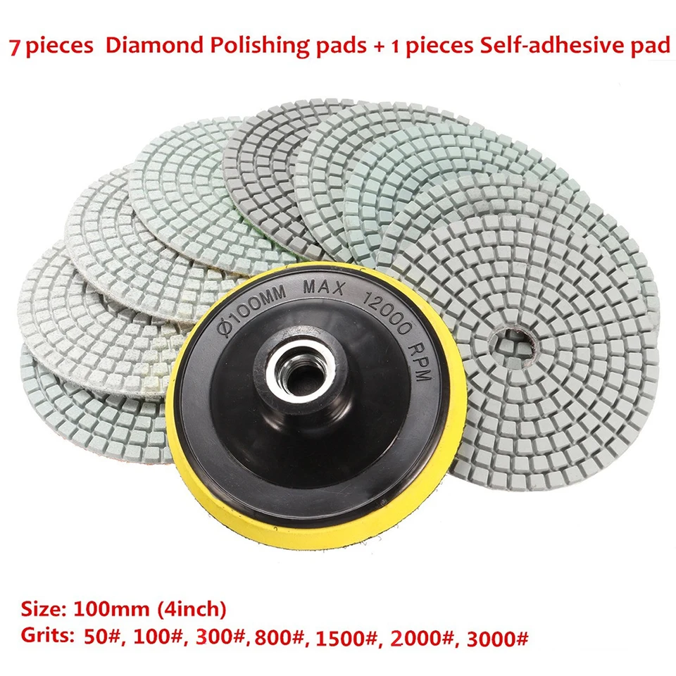 4 -palcový diamantový leštiaci vankúšik súprava vlhkého suchého pre žulovú betónovú mramorovú kamennú dlaždicu Diamond leštenie podlahového mlynca