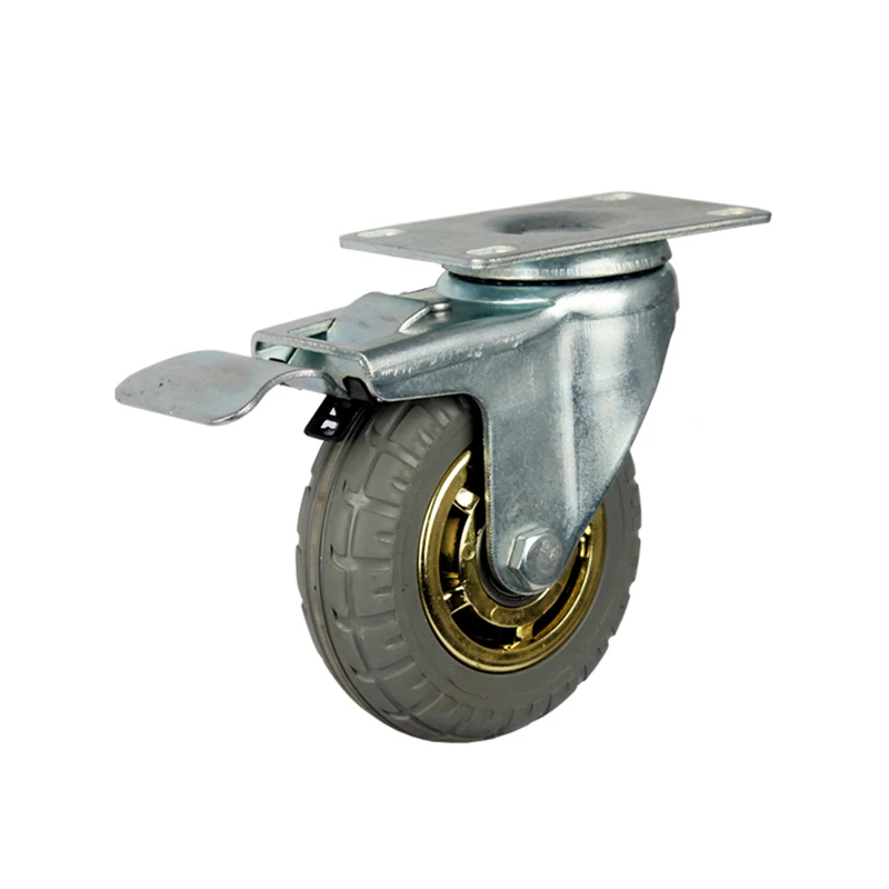 4-palcový nábytok Caster Solid gumová pneumatika Tire Trolley Wheel Lose Universal tlmené lekárske zariadenie diel