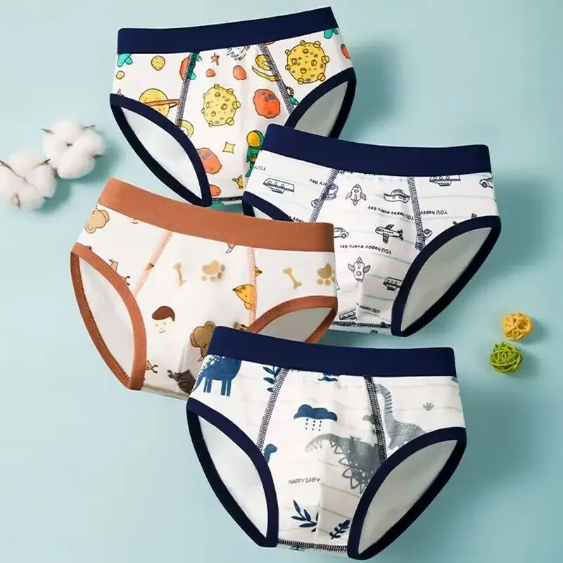 4 PC Kids Boys Underwear Cartoon Kresle Kortice nohavičky pre batoľa Toddler Toddler Triangle Stripes Teenagers Cotton Underpants
