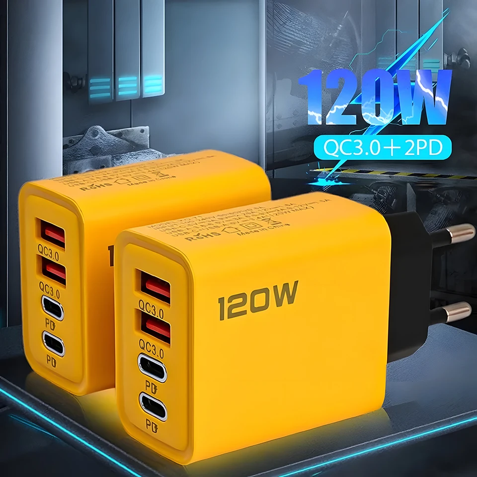 4 porty USB C PD nabíjačka Rýchle nabíjanie 3.0 Typ C USB Phone Chargers Rýchle nabíjacie adaptér pre iPhone 15 14 Xiaomi Huawei Samsung