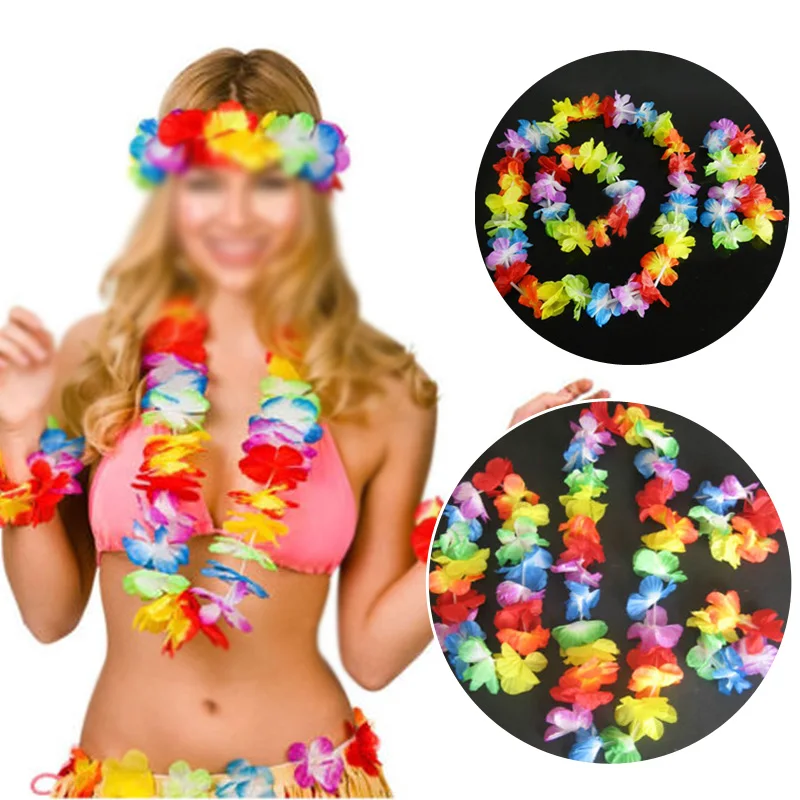 4 počítače havajský kvet leis girlandu náhrdelník Fancy Dress Party Hawaii Pláž Zábava pre svadobnú narodeninovú oslavu domov a záhradu
