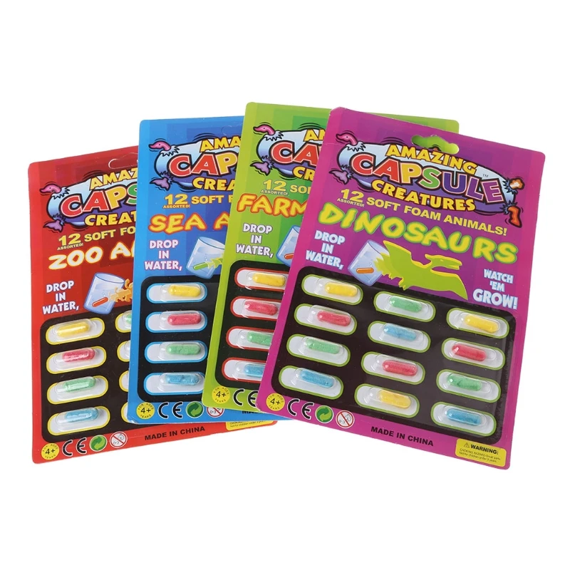4 počítače Nová mágia Soft Eva Baby Cognition Toys Hračky skoré vzdelávacie hračky Karika zvierací hračky Bath Toy Grow Capsule väčšie vo Wate