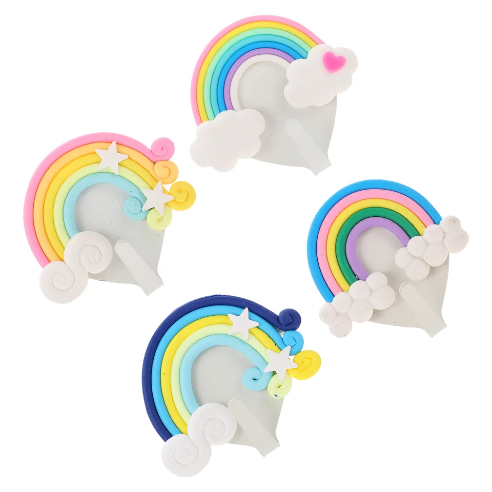 4 počítače Rainbow Heart Hook Domácnosť Kreatívne nástenné oblečenie stojan Adhézne dizajn dizajn.