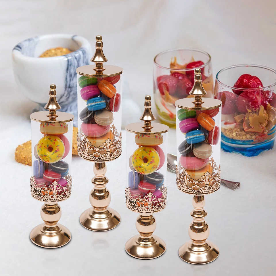 4 počítače s cukrovinkou držiak na misky Sada cukroviniek Akrylový koláč s krytom Candy Cupcake Dessert Diszert Diszert Doska