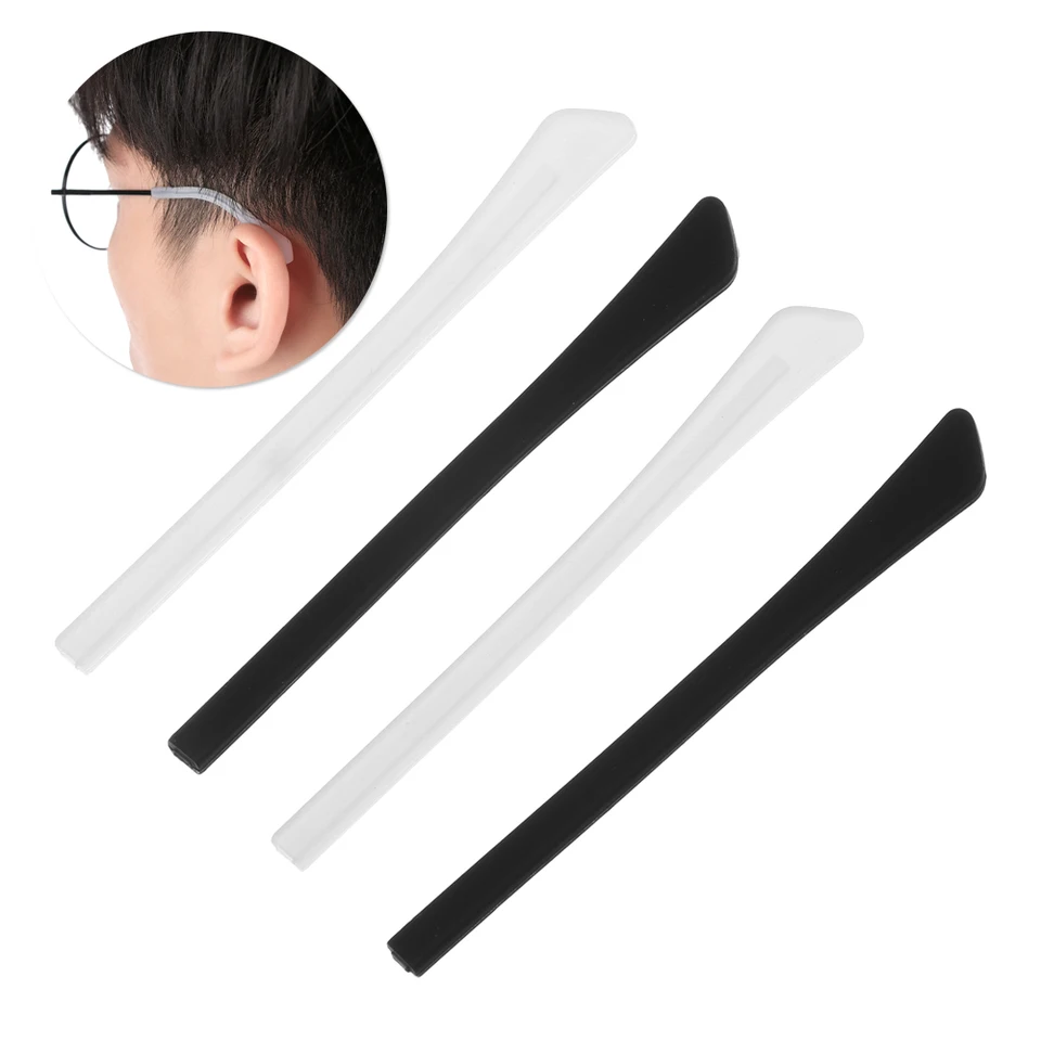 4 páry Nové silikónové okuliare Príspevok Ear Hook Anti Slip Euel Eyewear Sady Sady podvádzacie nohy