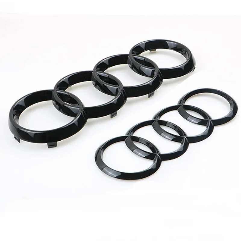 4 Ring Ab Car Hood predná kapota grilu Zadný kmeň logový znak Logo nálepka pre nálepku pre Audi A3 A4 A5 A6 A7 Q2 Q3 Q5 Q8 TT