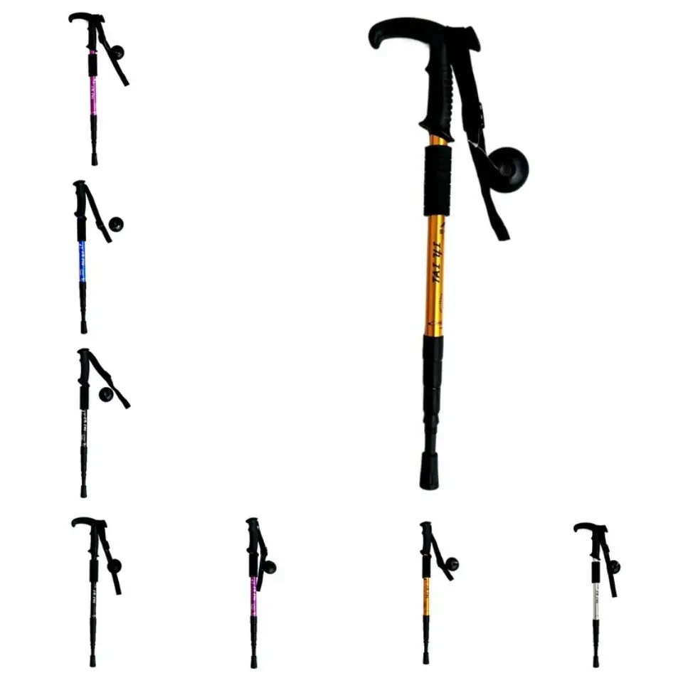 4 sekcie trekkingové stolíky skladanie opotrebovaného odporúčania Walking Stick Multifunkcia Prenosné skladacie bary horské vyvrcholenie bary